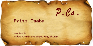 Pritz Csaba névjegykártya